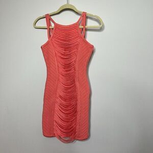 Stretta Womens Peach Ruched Adjustable Spaghetti Strap Mini Dress Size XS